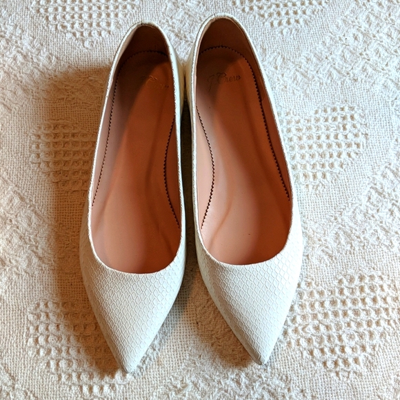 J. Crew Shoes - J. Crew White Scale Textured Flats